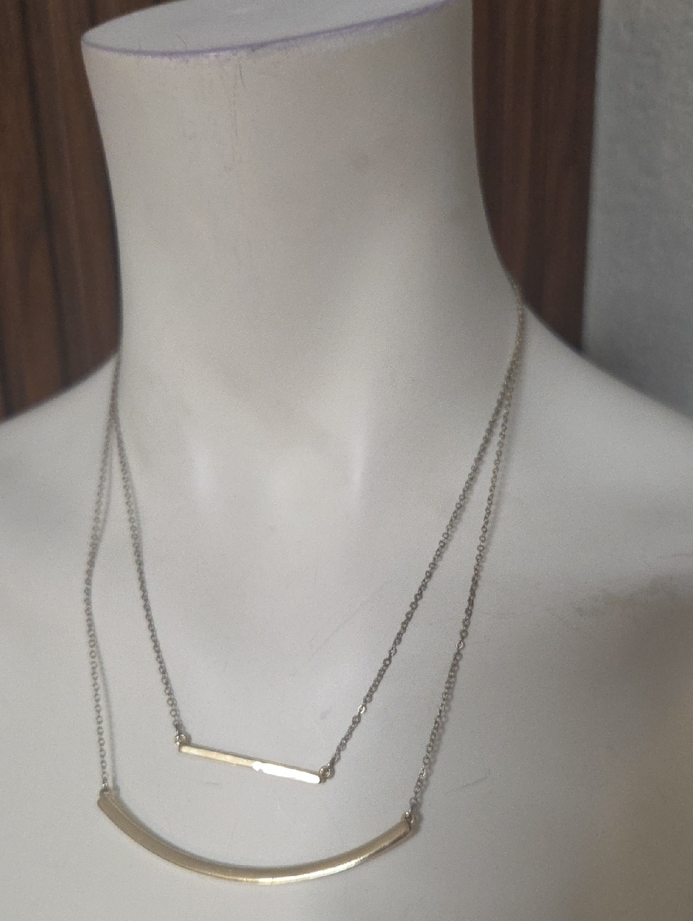 LOFT Gold Double-Layer Curved Bar Necklace